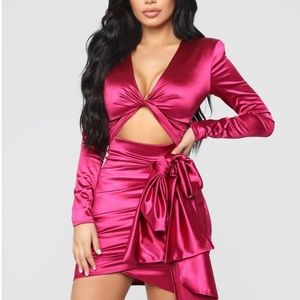 Pink Satin Party Fashion Nova Dress